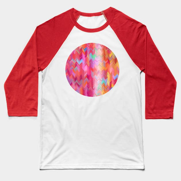 Colorful painted chevron pattern Baseball T-Shirt by micklyn